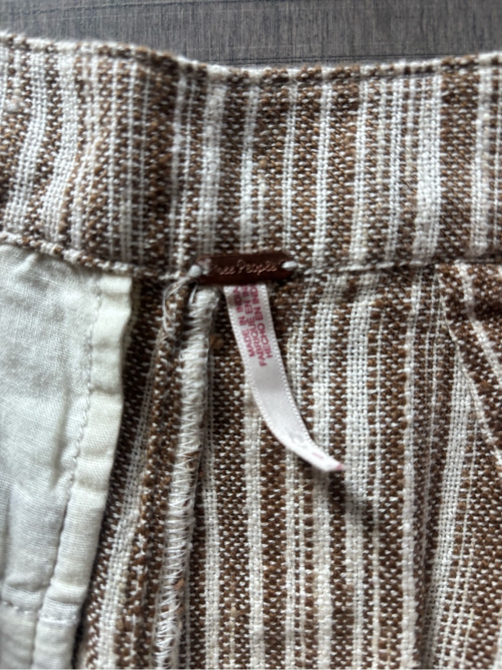 ♥️5/$25♥️Free People Marta Yarn Dye Trousers-Frayed Hem & Relaxed Fit - Picture 6 of 6